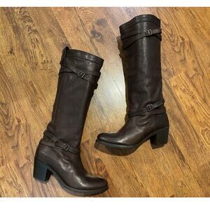 Frye Women's Jane Strappy Heeled Leather Boots – Brown – Size 10B Boot Envy